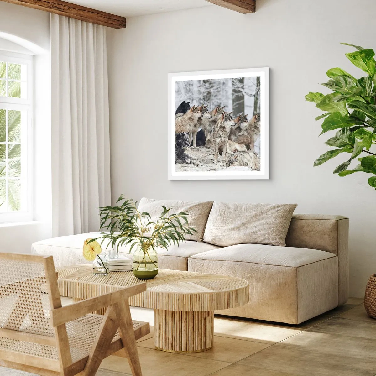 Pôster em moldura branca - Família e amigos - 50x50 cm