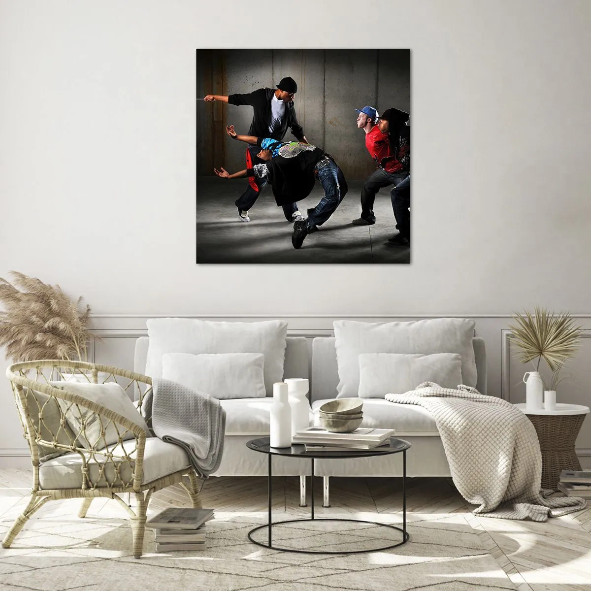 Quadro em vidro - Dançando com o vento da rua - 30x30 cm