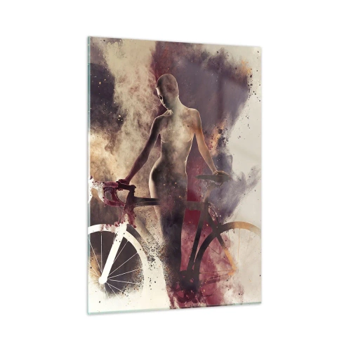 Quadro em vidro - Uma alma de bicicleta em formas de mármore - 50x70 cm
