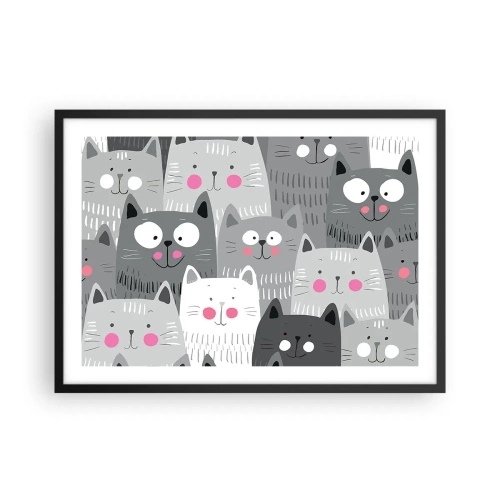 Pôster com moldura preta - O mundo dos gatos - 70x50 cm
