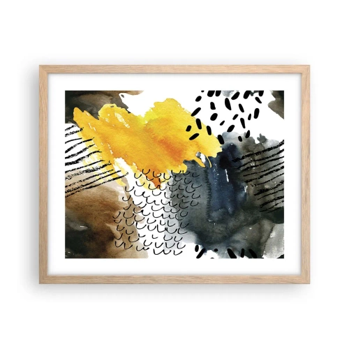 Pôster com moldura de carvalho claro - Reunião dos elementos da natureza - 50x40 cm