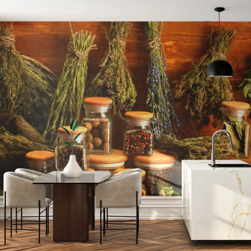 Papel de Parede Premium Canvas - Magias da cozinha - Gastronomia, Ervas secas, Especiarias - 100x70 cm
