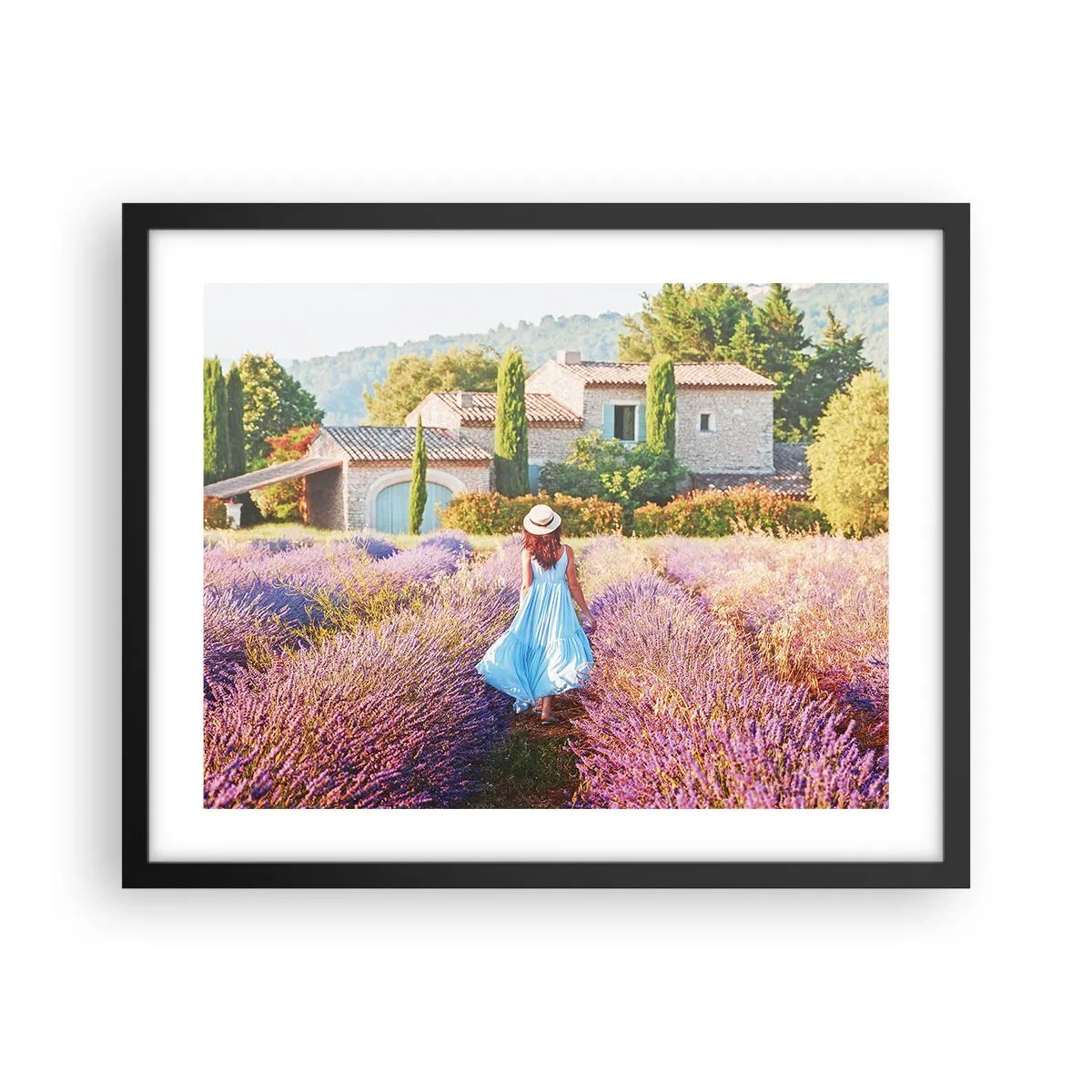 Pôster com moldura preta - Menina Lavanda - 50x40 cm