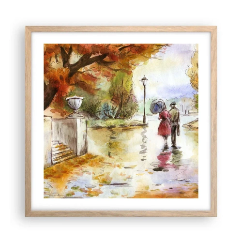 Pôster com moldura de carvalho claro - Outono romântico no parque - 50x50 cm