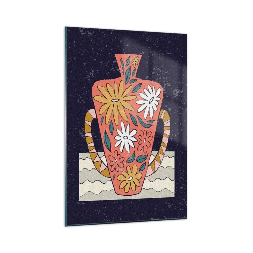 Quadro em vidro - Jarro pintado - 80x120 cm