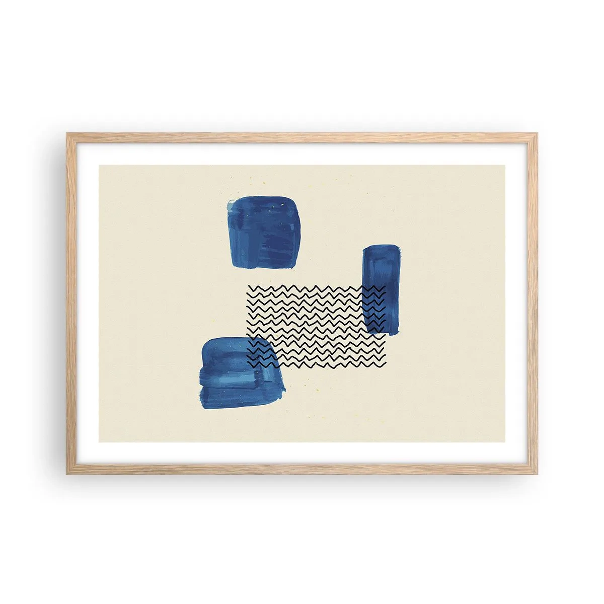 Pôster com moldura de carvalho claro - Quarteto abstrato - 70x50 cm