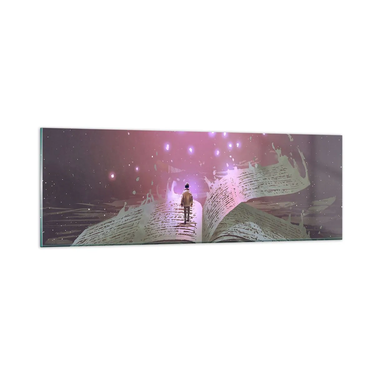 Quadro em vidro - Um convite para outro mundo - leia! - 90x30 cm