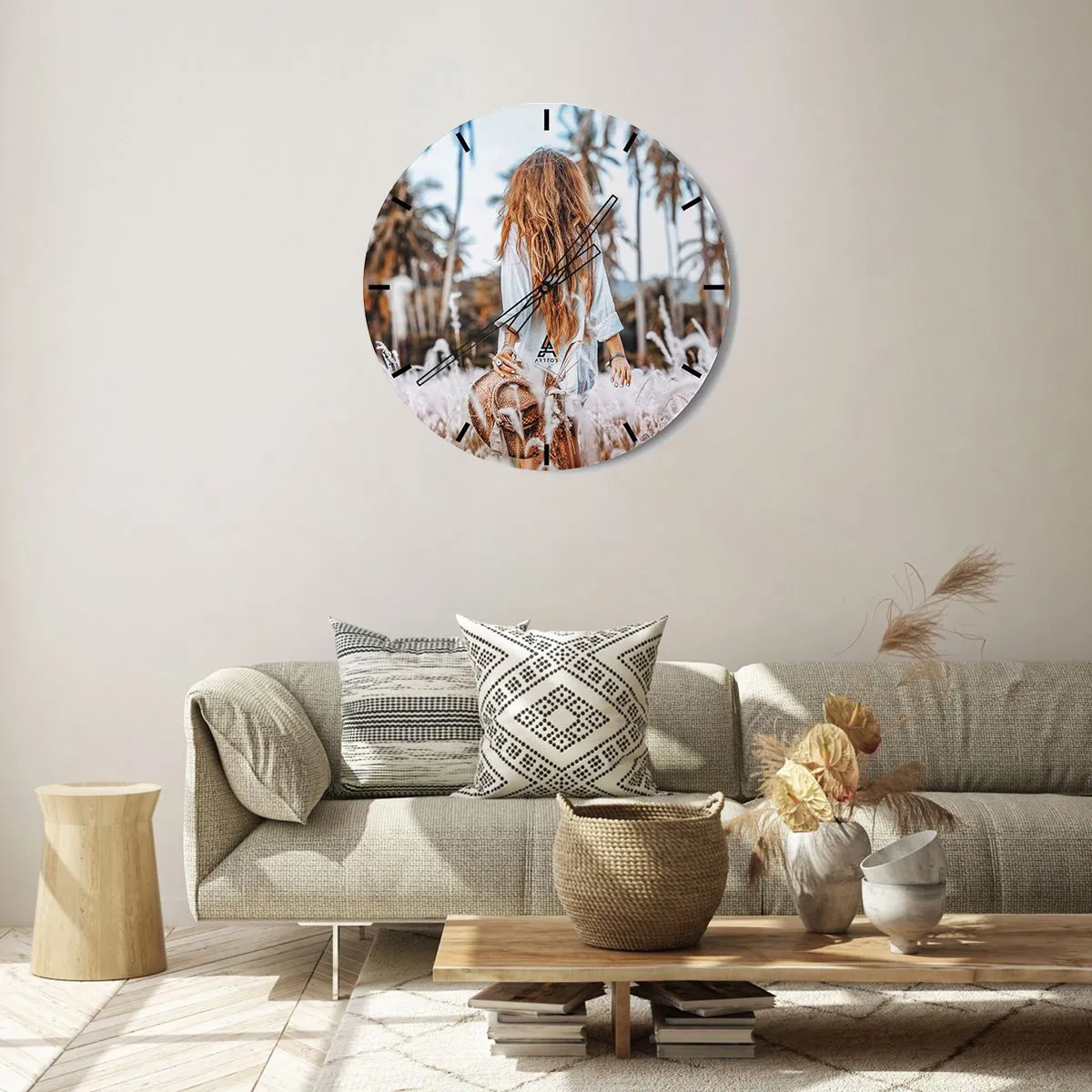 Relógio de parede - Relógio em vidro - Nascida da maciez da relva - 40x40 cm