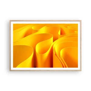 Pôster com moldura de carvalho claro - Como as ondas do sol - 100x70 cm