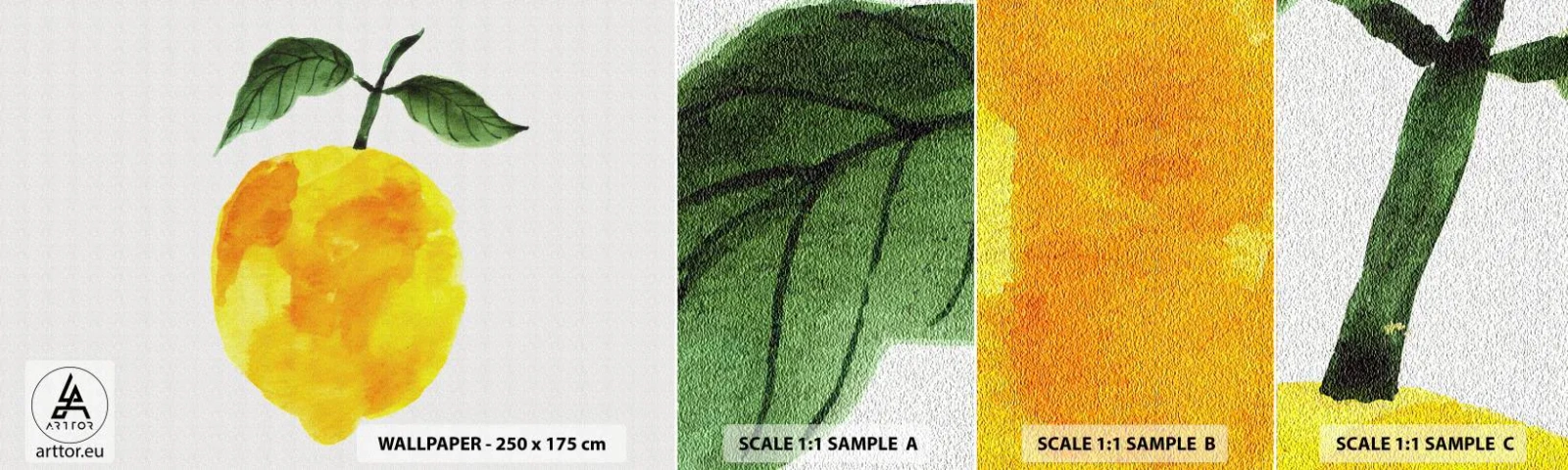 Amostra de papel de parede autocolante Deluxe Sticker - Como saborear o sol - Limão, Cozinha, Fruta - 100x30 cm