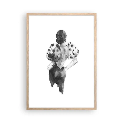 Pôster com moldura de carvalho claro - Ela passou por aqui - 50x70 cm