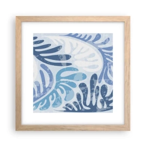 Pôster com moldura de carvalho claro - Samambaias azuis - 30x30 cm