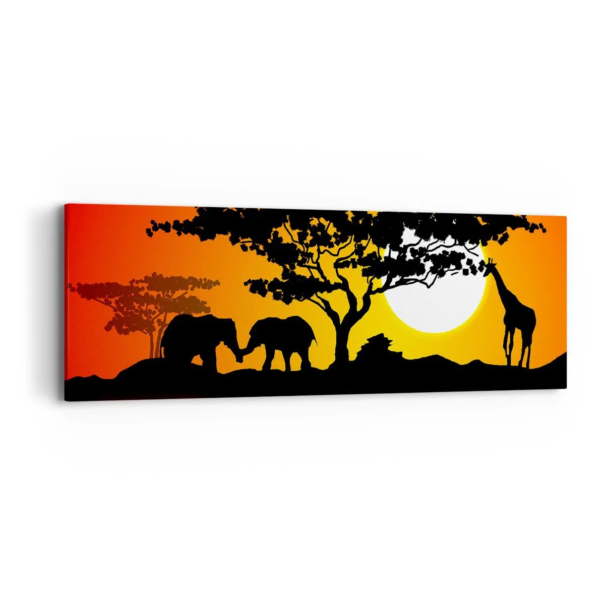 Quadro em tela - Encontro na savana - 90x30 cm