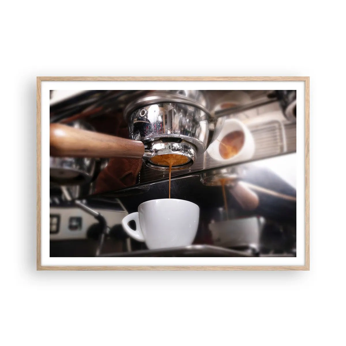 Pôster com moldura de carvalho claro - Boa hora do dia - 100x70 cm