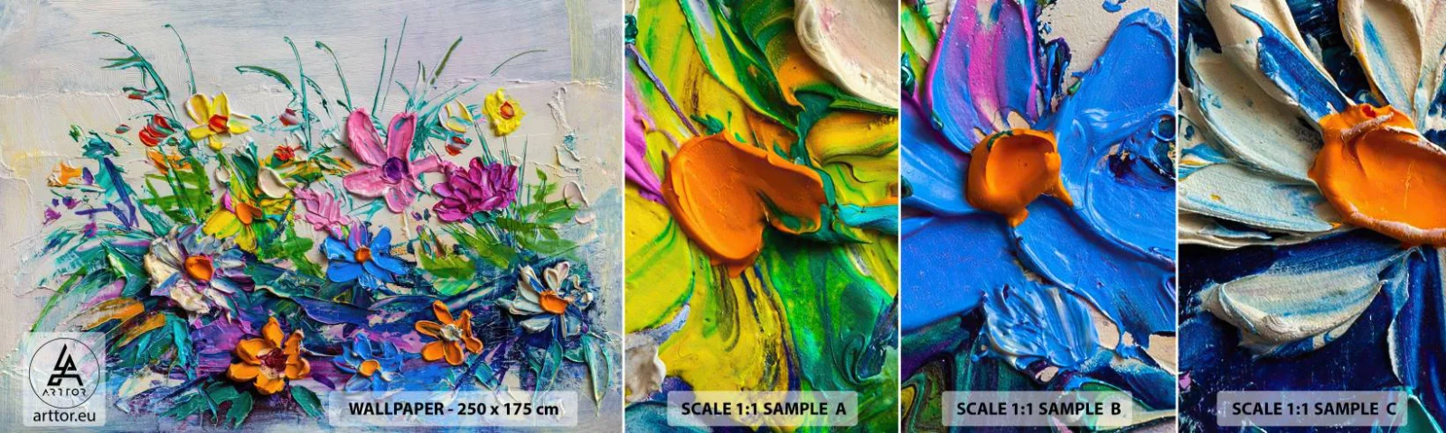 Amostra de papel de parede autocolante Deluxe Sticker - Não é de todo natureza morta - Flores, Buquê de flores, Jardim - 100x30 cm