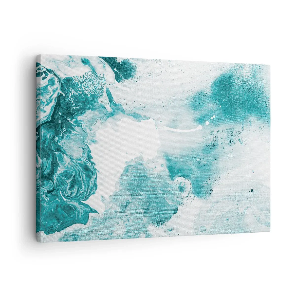 Quadro em tela - Abstração em tons de azul com delicados toques de branco - 70x50cm - Inundado em azul - Decoração de parede moderna para a sala de estar e quarto ARTTOR