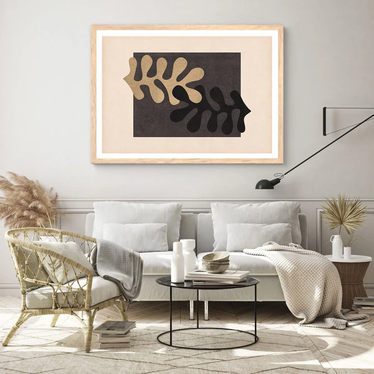 Pôster com moldura de carvalho claro - Ausência e complemento - 100x70 cm