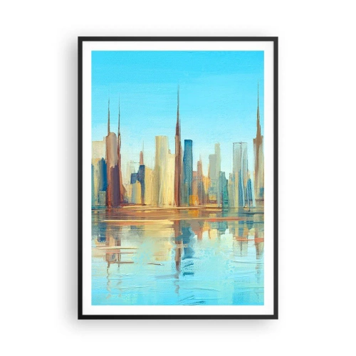 Pôster com moldura preta - Uma metrópole ensolarada - 70x100 cm