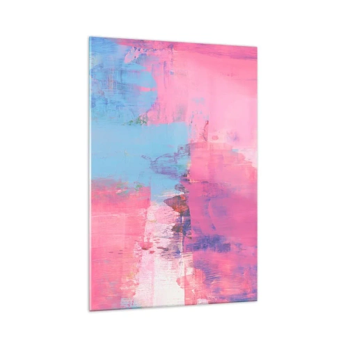 Quadro em vidro - Rosa, azul e uma pitada de luz - 70x100 cm