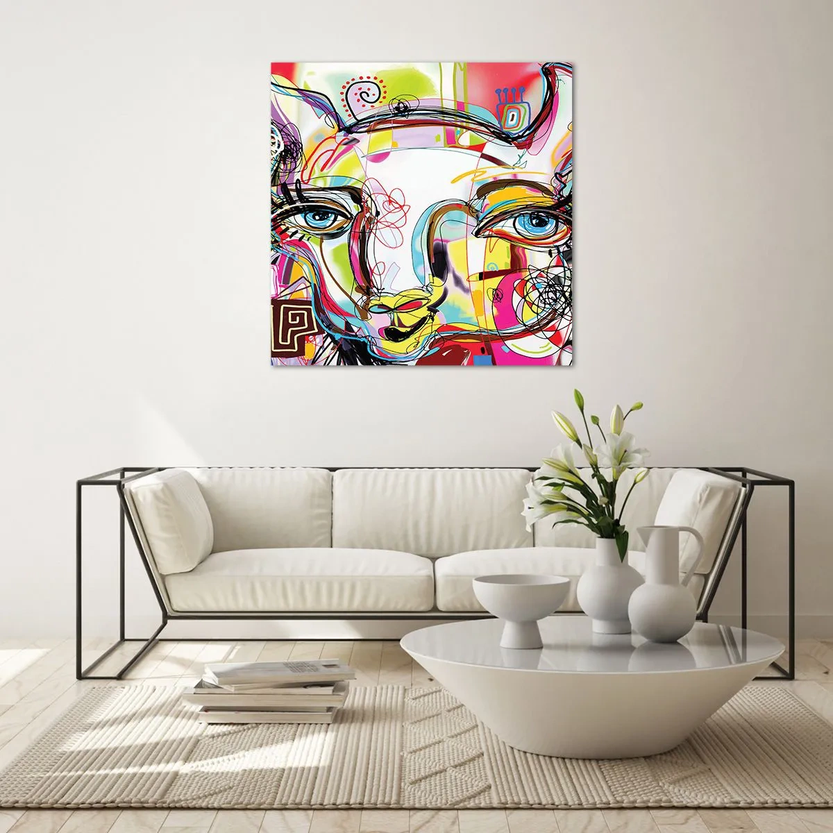 Quadro em vidro - A riqueza da natureza do gato - 60x60 cm