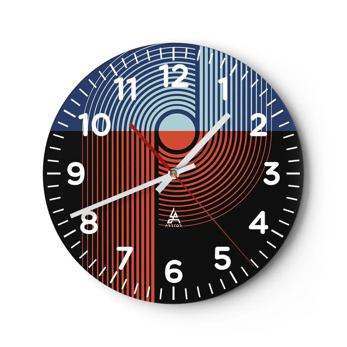 Relógio de parede - Relógio em vidro - Num abraço geométrico - 40x40 cm