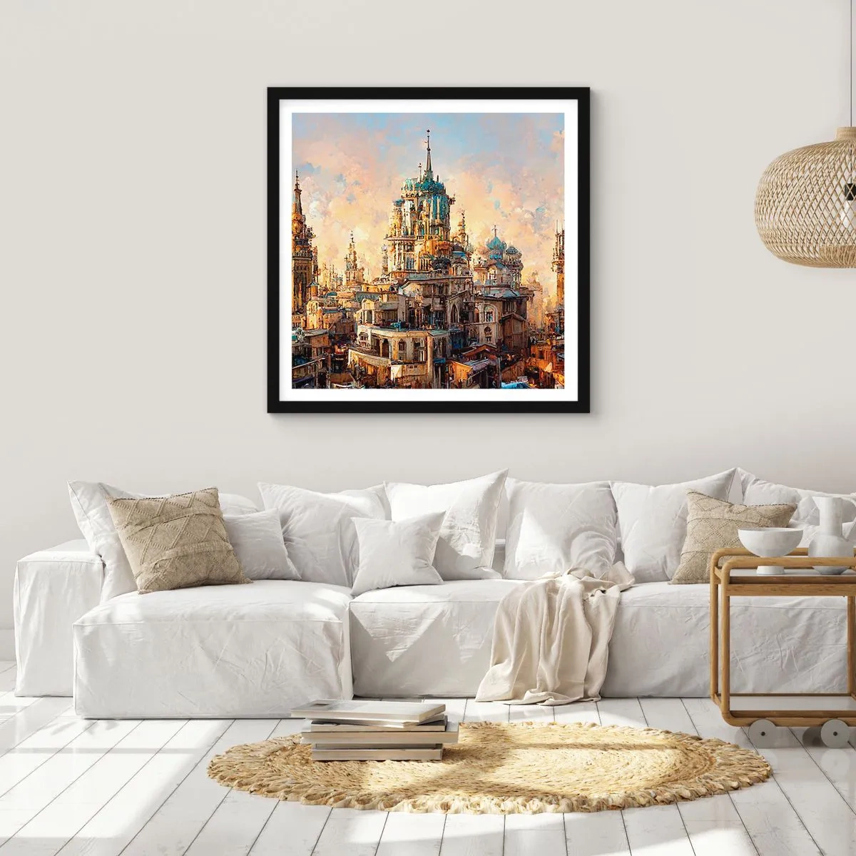 Pôster com moldura preta - Cidade das cidades - 40x40 cm