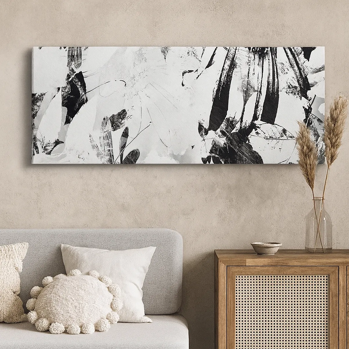 Quadro em tela - Outono a preto e branco - 30x30 cm