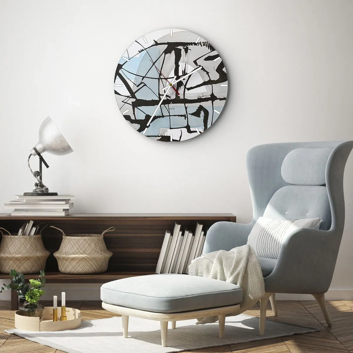 Relógio de parede - Relógio em vidro - Azul mesmo assim - 40x40 cm