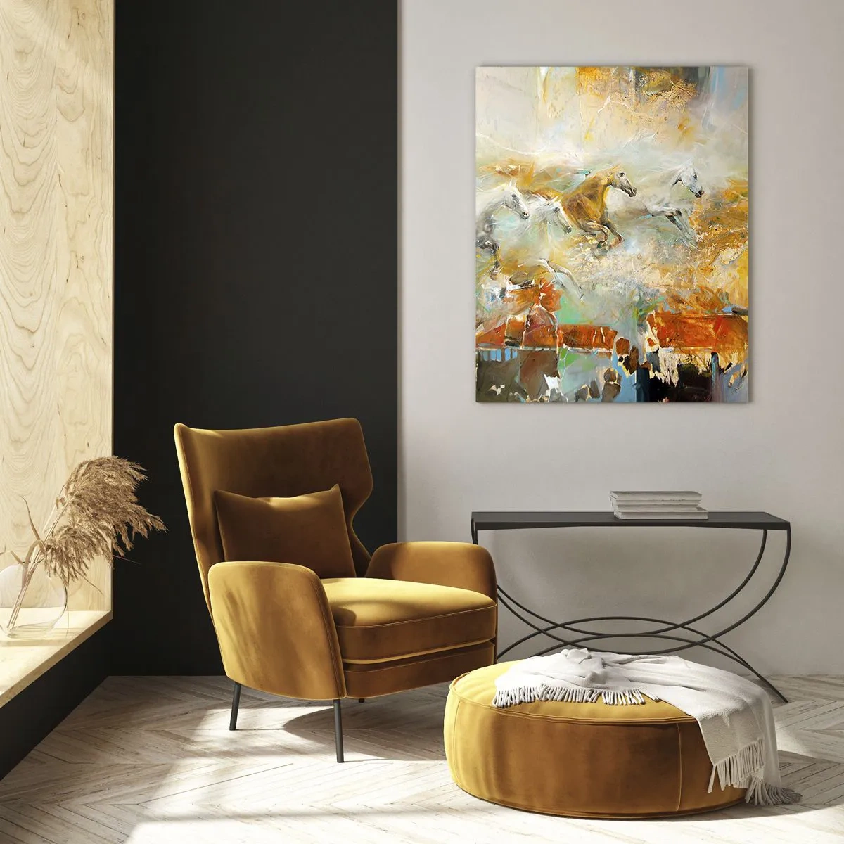 Quadro em vidro - A galope através da luz - 80x120 cm