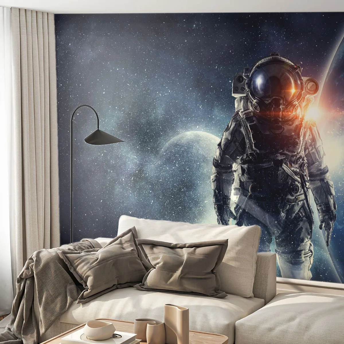 Papel de Parede Autocolante Deluxe Sticker - Aventura espacial - Cosmos, Astronauta, Estrelas - 250x175 cm