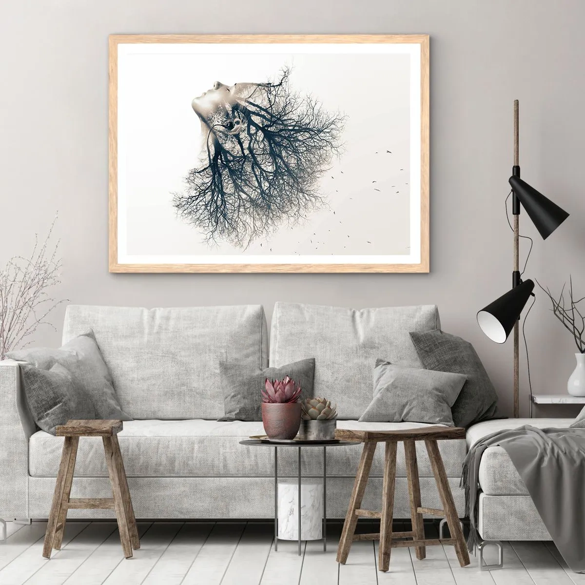 Pôster com moldura de carvalho claro - Ouvir o sussurro da árvore - 70x50 cm