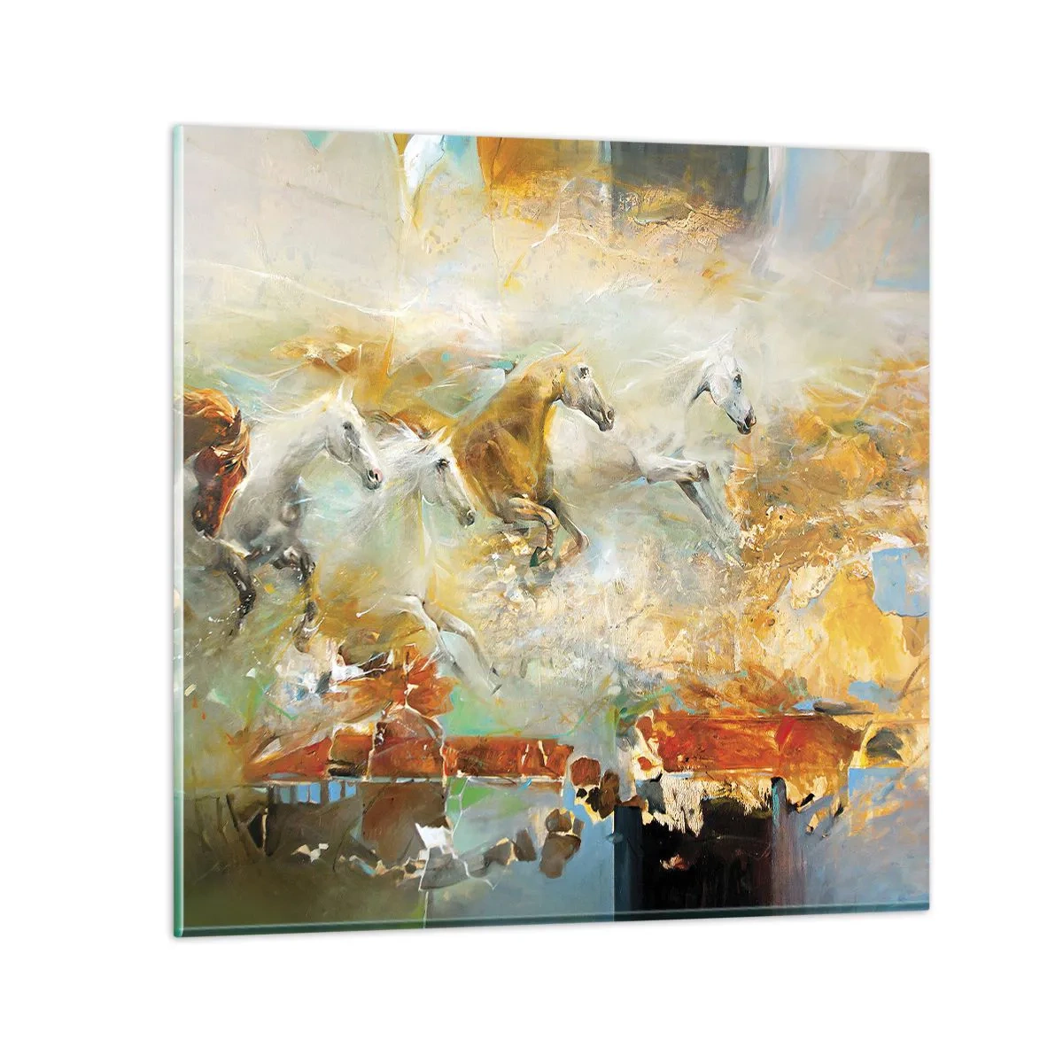 Quadro em vidro - A galope através da luz - 70x70 cm
