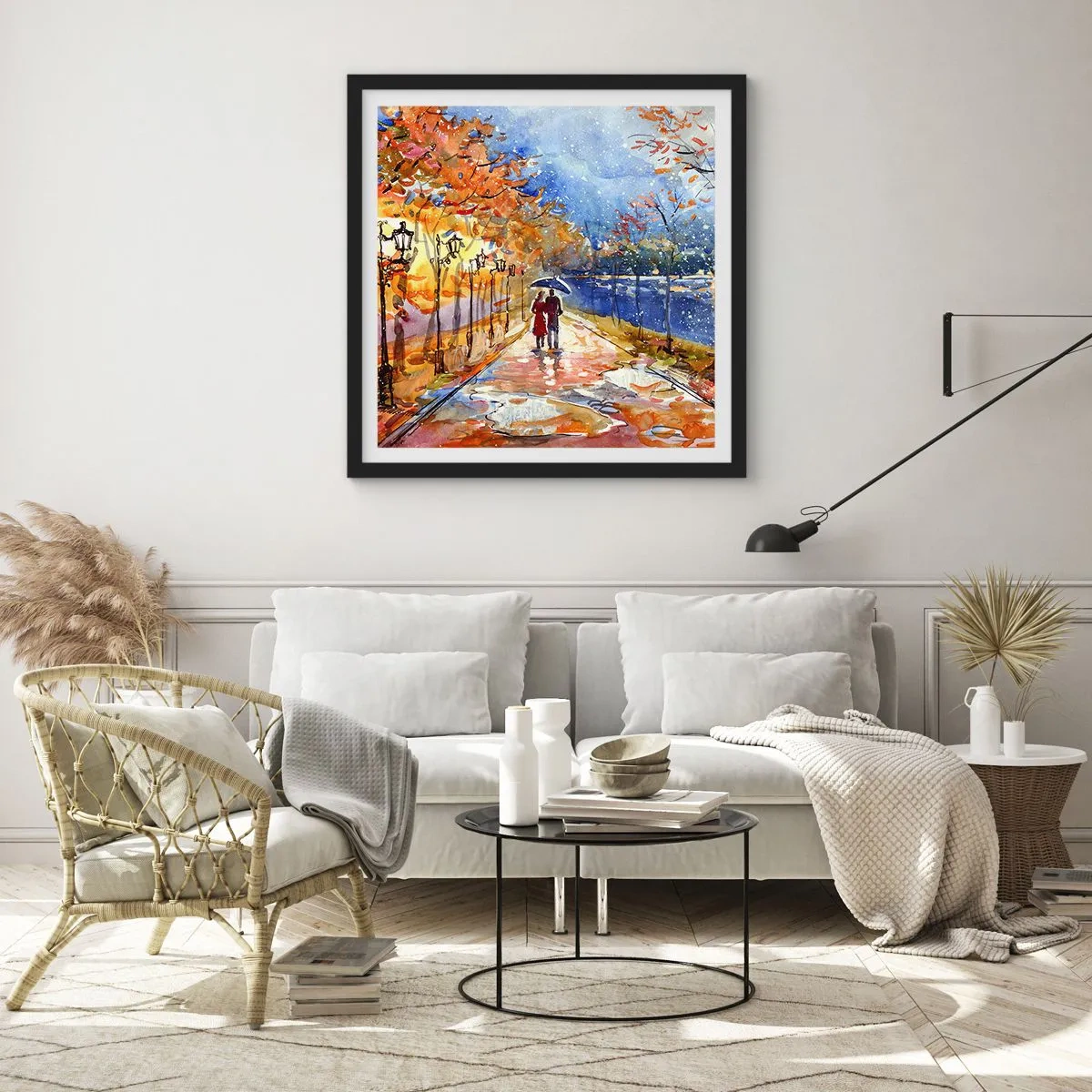 Pôster com moldura preta - Juntos até ao limite do tempo - 40x40 cm