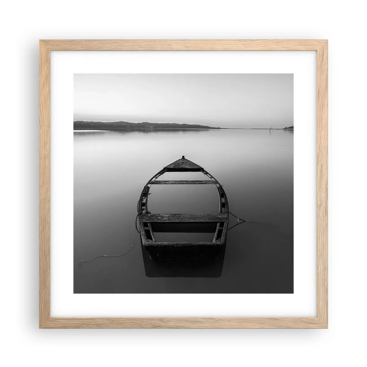 Pôster com moldura de carvalho claro - Saudade e melancolia - 40x40 cm