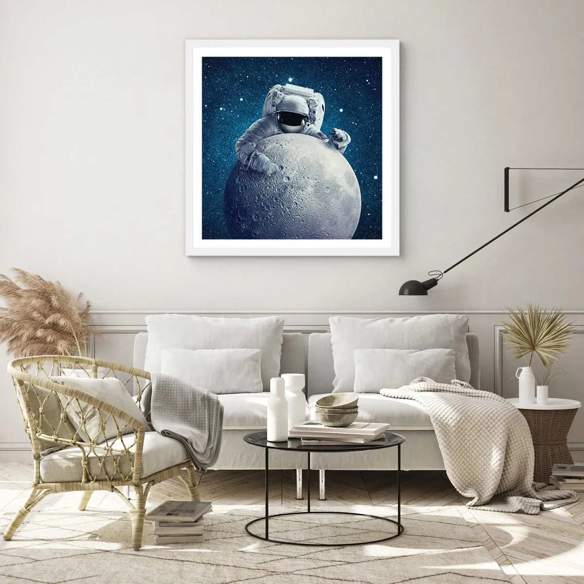 Pôster em moldura branca - Coringa do espaço - 50x50 cm