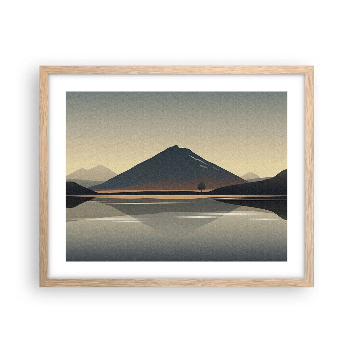 Pôster com moldura de carvalho claro - Reflexo de espelho - 50x40 cm