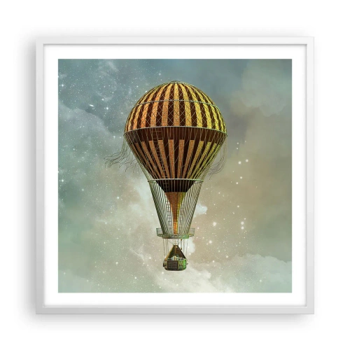 Pôster em moldura branca - Voos pioneiros - 60x60 cm