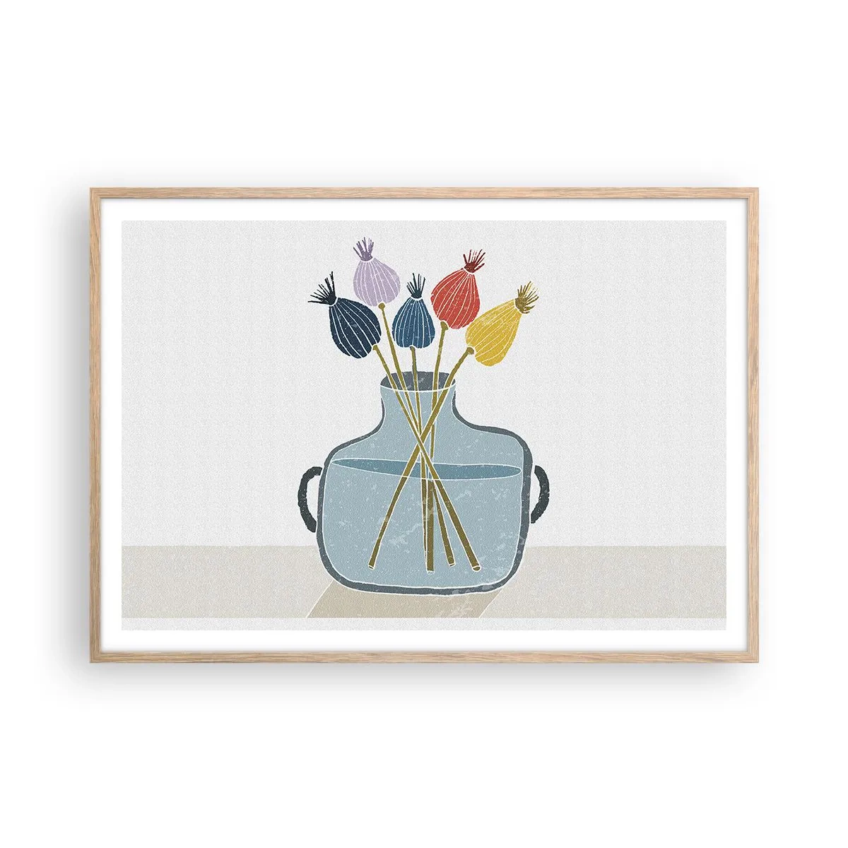 Pôster com moldura de carvalho claro - Como semeou a papoula - 100x70 cm