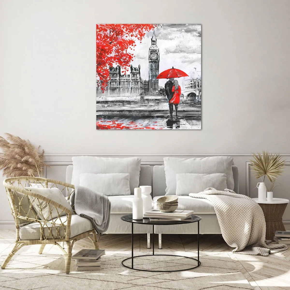 Quadro em vidro - Apaixonados em Londres - 30x30 cm