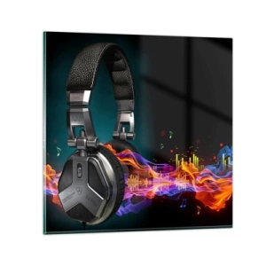 Quadro em vidro - No fogo da música - 30x30 cm