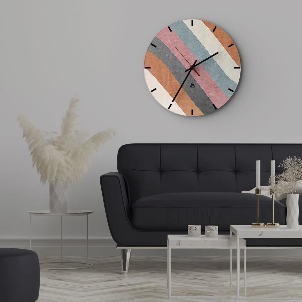 Relógio de parede - Relógio em vidro - Composição diagonal – movimento - 30x30 cm
