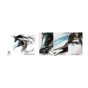 Amostra de papel de parede Premium Canvas - O galope do Príncipe Negro - Animais, Cavalo, Gráficos - 100x30 cm