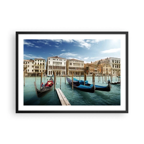Pôster com moldura preta - Palácios em azul - 70x50 cm