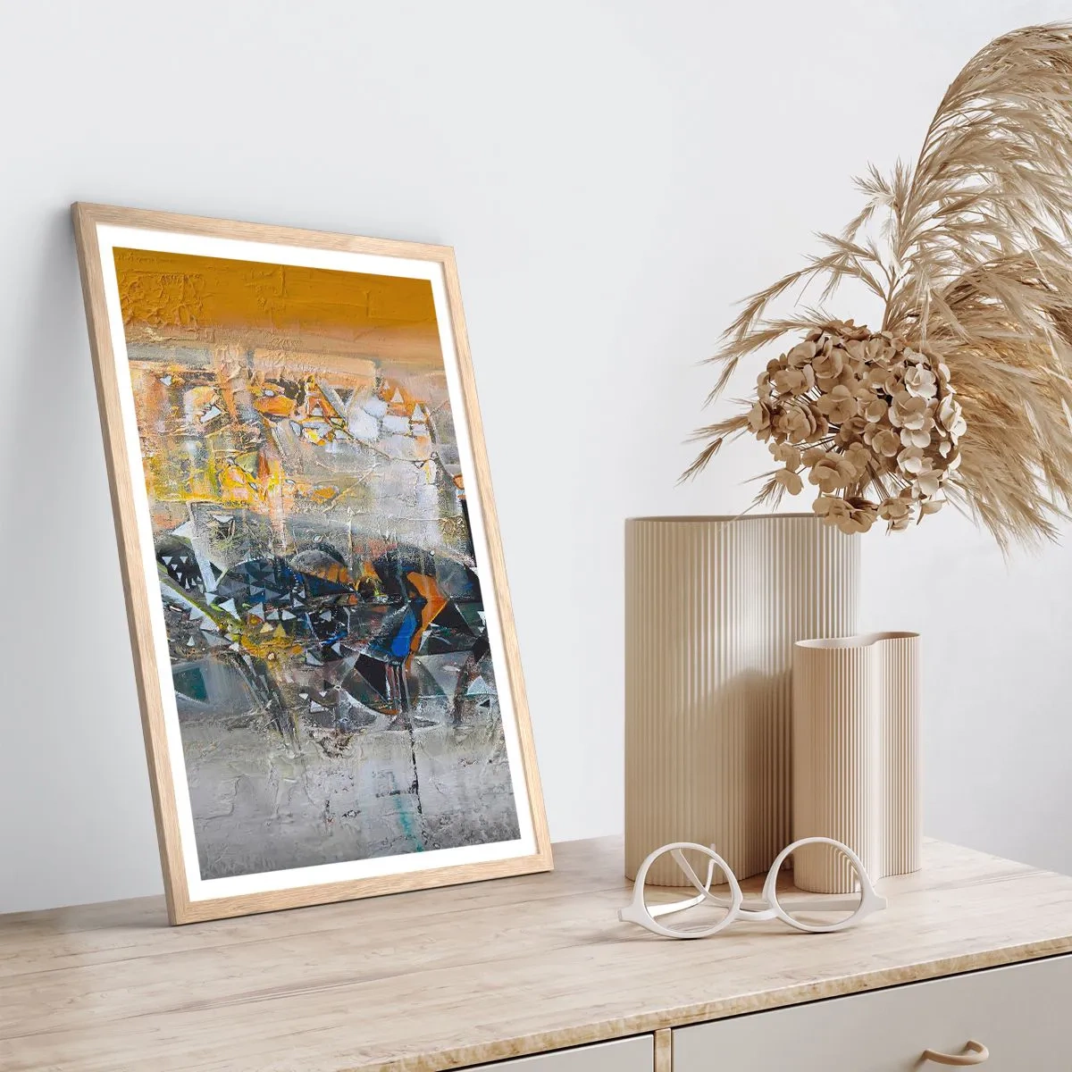 Pôster com moldura de carvalho claro - Tudo vai se encaixar - 50x70 cm