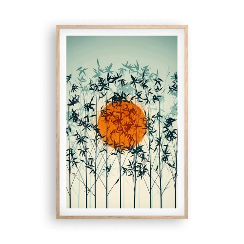 Pôster com moldura de carvalho claro - Sol japonês - 61x91 cm