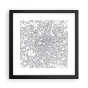 Pôster com moldura preta - Mapa do labirinto de Londres - 30x30 cm