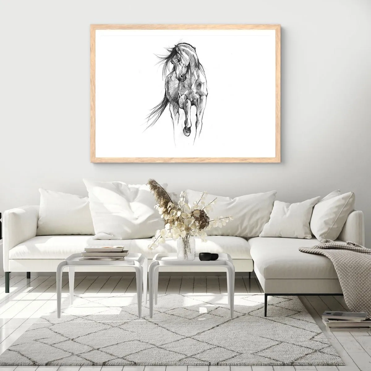 Pôster com moldura de carvalho claro - Num trote gracioso - 50x40 cm