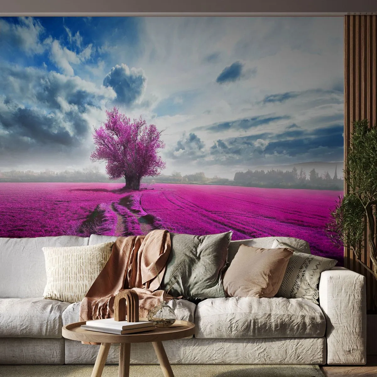 Papel de Parede Autocolante Deluxe Sticker - Charmosa charneca - Paisagem, Urzes, Natureza - 250x175 cm