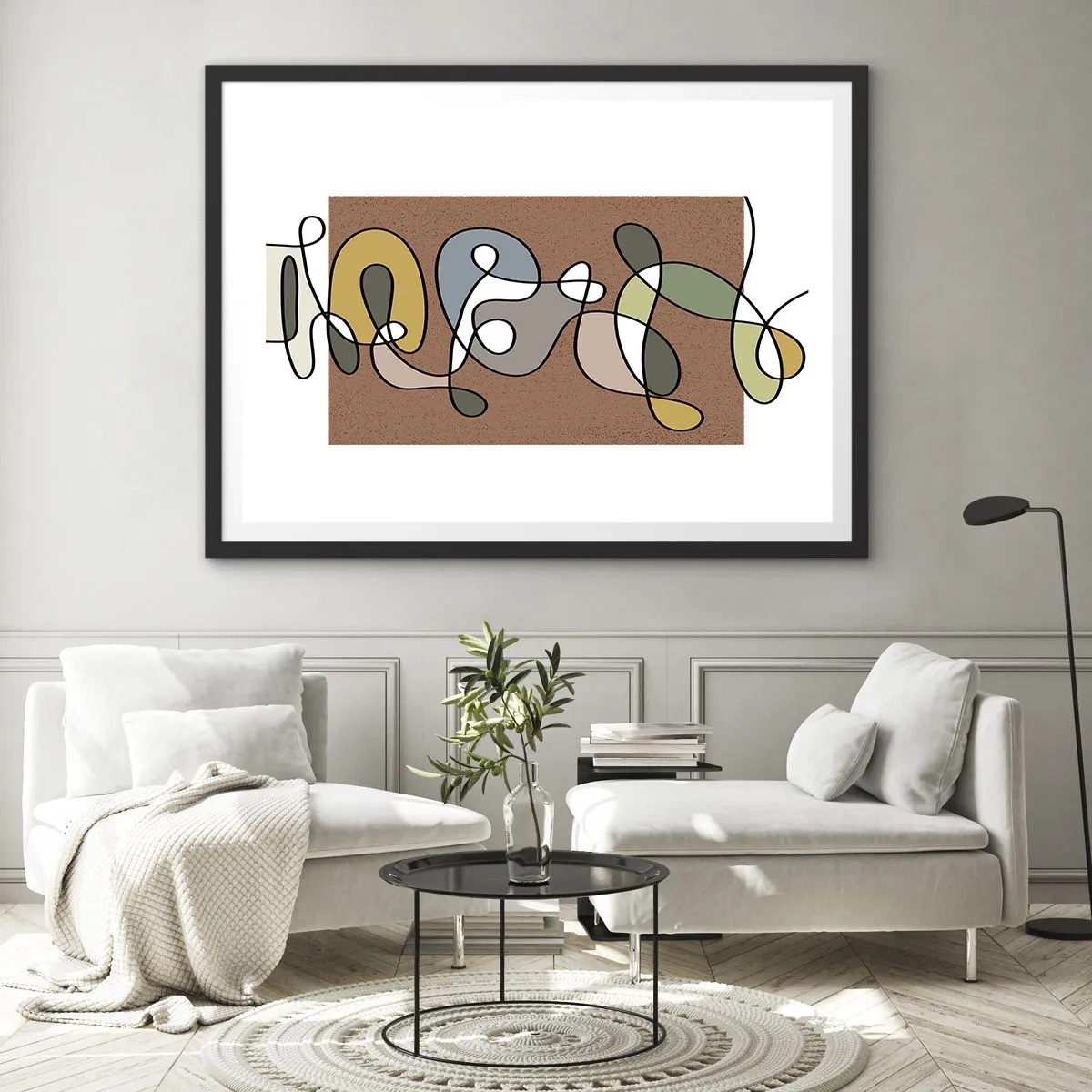 Pôster com moldura preta - Abstração que vale a pena sorrir - 70x50 cm