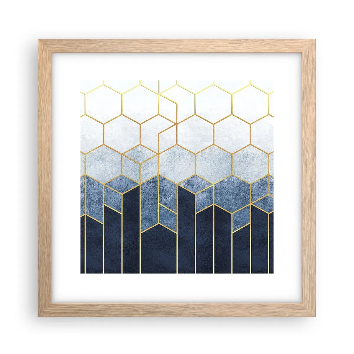 Pôster com moldura de carvalho claro - Composição em ritmo sincopado - 30x30 cm